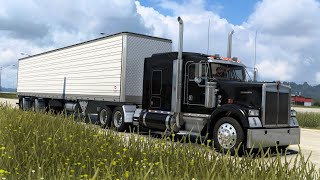 American Truck Simulator 2023 1.48 Update KW W900 Blueline /Update Doms Box Trailer V2  Skybox 8k