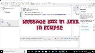 how to create a message box in java in eclipse |Pop up message box in java in eclipse