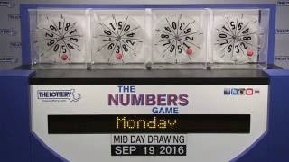 Midday Numbers Game Drawing: Monday, September 19, 2016