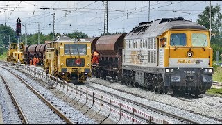 # 7 - Gleisbauarbeiten im Bahnhof Holzkirchen - Die Stopfmaschine im Einsatz !