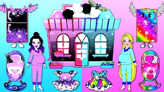 Paper Dolls Dress Up - R.I.P Angel Rapunzel VS Vampire Raquelle - Barbie New Home Quiet Book