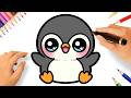 HOW TO DRAW A CUTE PENGUIN EASY STEP BY STEP 🐧❤️