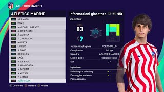 Atletico Madrid 2022-23 #eFootball 2023 Ps4 #Ps5 PES 2021 Player Faces Ratings eFutbal Option File