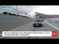 on the speedway pov president trump takes a lap at the daytona 500 in the beast