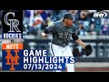 Mets vs Rockies (7/13/2024) | NY Mets Highlights | SNY