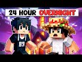 24 Hour OVERNIGHT in a HAUNTED HOUSE in MINECRAFT!