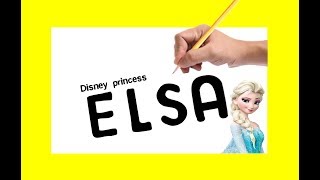 Frozen /How to turn words "ELSA" in to cartoon picture drawing for kids