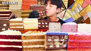 ASMR MUKBANG) 빌리엔젤 케이크 조각케이크 크레이프 케이크 디저트 먹방 dessert cake cream Bread Eating show