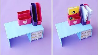 Toy reading Table set Stationery Organizer With paper | School supplies | Miniature Dollhouse Desk