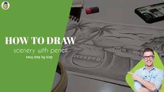 🌄how to draw nature drawing with pencils ✏️, how to draw scenery with pencil step by step,