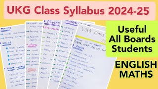 UKG Class Syllabus 2024-25/UKG Syllabus English \u0026 Maths/UKG Syllabus 2024-25