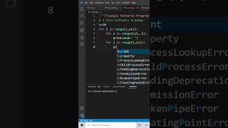 Triangle Pyramids and patterns program using Python #shorts #short #shortsfeed #share #shortvideo