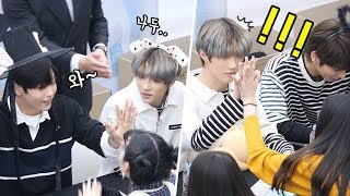 TXT high touch 수빈, 범규 팬과 손크기 비교 SOOBIN, BEOMGYU, hand size comparison : fansign : COEX 191110