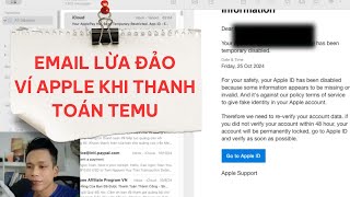 Cẩn Thận Email Lừa Đảo Ví Apple Pay Khi Thanh Toán Mua Hàng Trên Trang Thương mạI Điện Tử Temu