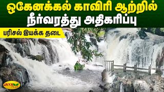 ஒகேனக்கல் காவிரி ஆற்றில் நீர்வரத்து அதிகரிப்பு - பரிசல் இயக்க தடை | Dharmapuri | Hogenakkal Falls