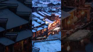 尘世三冬雪，半染江中舟；冬水已沉寂，怎敢渡情愁... 江南雪景 中国旅游 China's tourism