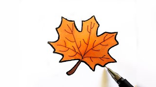 🍂 🍁 How to draw a Autumn Leaf | Fall Leaf Easy Drawing Tutorial