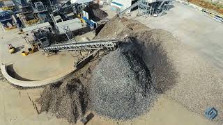 Drone footage of metal shredding operation at Sims Metal Management