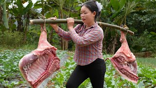 Marinating Black Pork and Packing Inside Bamboo Tubes to Take to the Market – Rural Life in Vietnam.