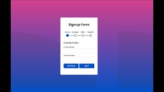 Animated Multi-Step Form with Progress Bar Using Pure HTML, CSS, & JavaScript