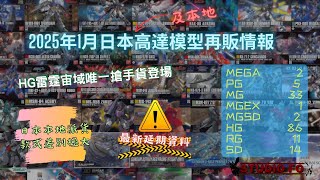 【高達再販情報】2025一月日本再販高達模型!! 罕有HGTB MS!! 本地同日本派貨大不同 | gunpla reissue for Jan 2025