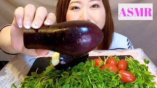 {ASMR}豆苗 なす プチトマトを食べる{Eating Sound}