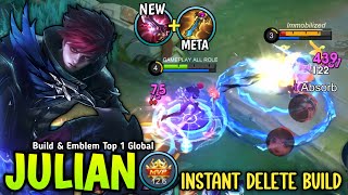 JULIAN NEW 1 SHOT BUILD \u0026 EMBLEM FOR JUNGLER IS BRUTAL DAMAGE 😱 - BUILD TOP 1 GLOBAL JULIAN