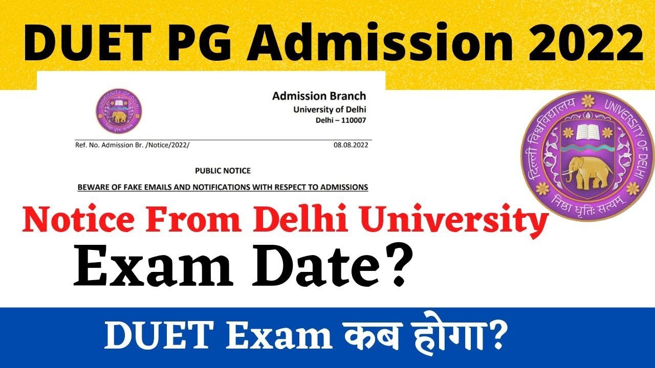 DUET PG Admission 2022 Official Update | Delhi University Admission ...