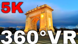 360° VR Arc de Triomphe by Car Bucharest Romania 5K Virtual Reality HD 4K