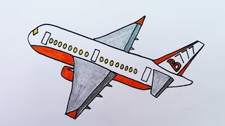 Flying plane drawing easy step by step for kids| Boeing 777 plane drawing quickly
