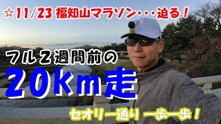 「フル２週間前の２０ｋｍ走」～セオリー通り 一歩一歩！～