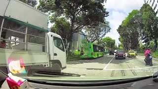 13jul2019  #YN3402J mitsubishi lorry. fail to keep to own lane when turning right.