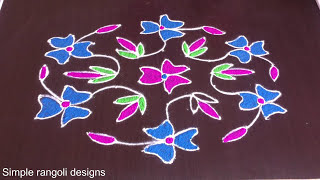 Nice Rangoli Design With Colours for Festival 11 to 6 | Dots Dhanurmasam Muggulu Kolangal