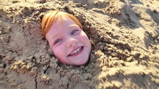 PiRATE BEACH we buried ADLEY!! new lake surprises, making sand castles, and bedtime routine reviews!