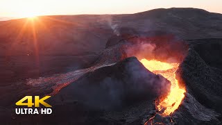 Relaxing Video of VOLCANO ERUPTION in ICELAND | 4K Drone