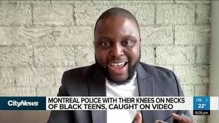 Montreal police with knees on Black teens' necks