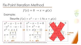CSC 101- Fix Point Iteration Method
