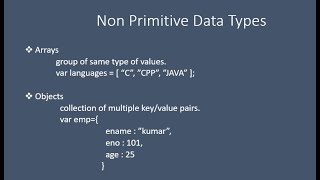 #JavaScript tutorial JavaScript Non Primitive Data types - JavaScript object and array #JSON string