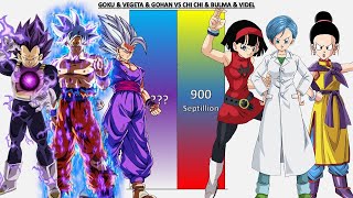 Goku \u0026 Vegeta \u0026 Gohan VS Chi Chi \u0026 Bulma \u0026 Videl POWER LEVELS - DB/DBZ/DBGT/DBS