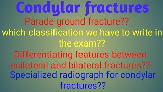 Condylar fractures - anatomy, fracture patterns, classification, clinical features and diagnosis