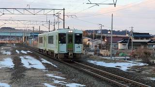 青い森鉄道 キハ100系3734D快速しもきた 陸奥市川駅通過 2019年1月13日