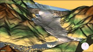 FLOW-3D hydraulic simulation: Dam Break - Dam Faillure on a real topography