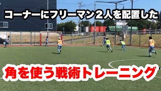 【２対２＋ピヴォ当て】のトレーニング　『フットサルとオセロは角を取れ！』