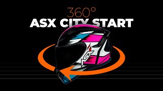 Capacete ASX City Start - Preto / Turquesa / Rosa - Visual Completo em 360º