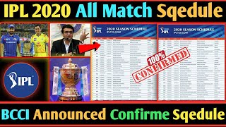BCCI Announced IPL 2020 SQEDULE | 1ST MATCH CSK VS MI
