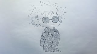 gojo chibi drawing - cute Chibi Gojo satoru drawing easy (how to draw gojo)