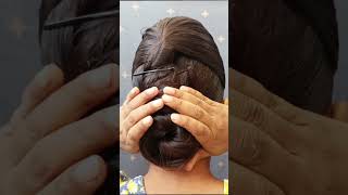 Cute bun hair style girl for ladies wedding anniversary look #viralvideo #hair #hairstyles