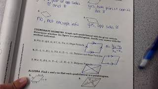 Workbook 6-3: Tests for Parallelograms