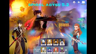 Spiral Abyss 5.2 | Zhongli DPS 200K+Nuke ft  Furina Xilonen Yelan | Nahida Xingqiu Kuki Shinobu Aloy