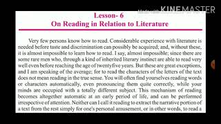 PART - 1 ☆CHAPTER - ON READING IN RELATION TO LITERATURE ☆ BY☆ LAFCADIO HEARN ☆ CLASS - 12TH